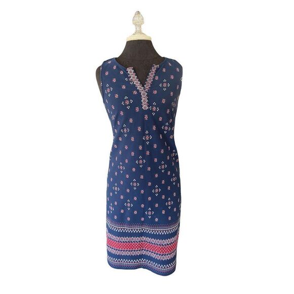 Talbots Blue, Red, and White Paisley Dress (Medium Petite) - Picture 1 of 8